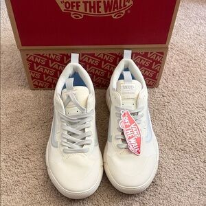 Vans Ultrarange Low-Top Sneakers in White and Light Blue